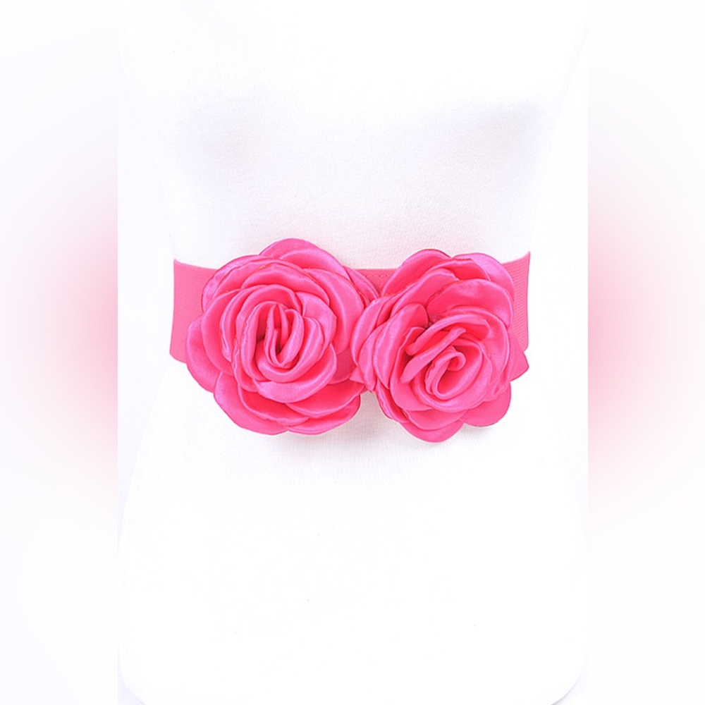 Satin Flower Elastic Waist Statement Belt